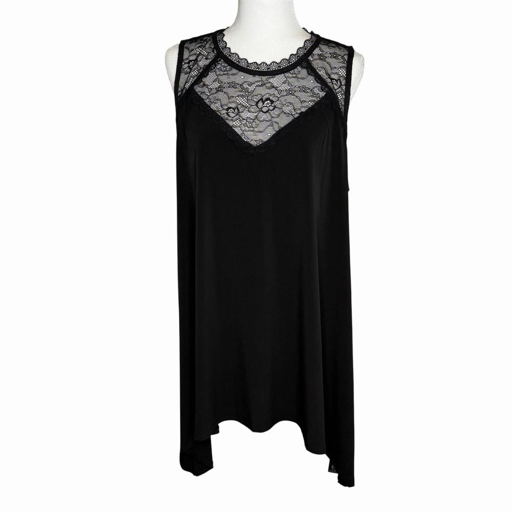 Torrid Women 2 Black Lace Inset Sleeveless Sharkbite Hem Tank Top Blouse